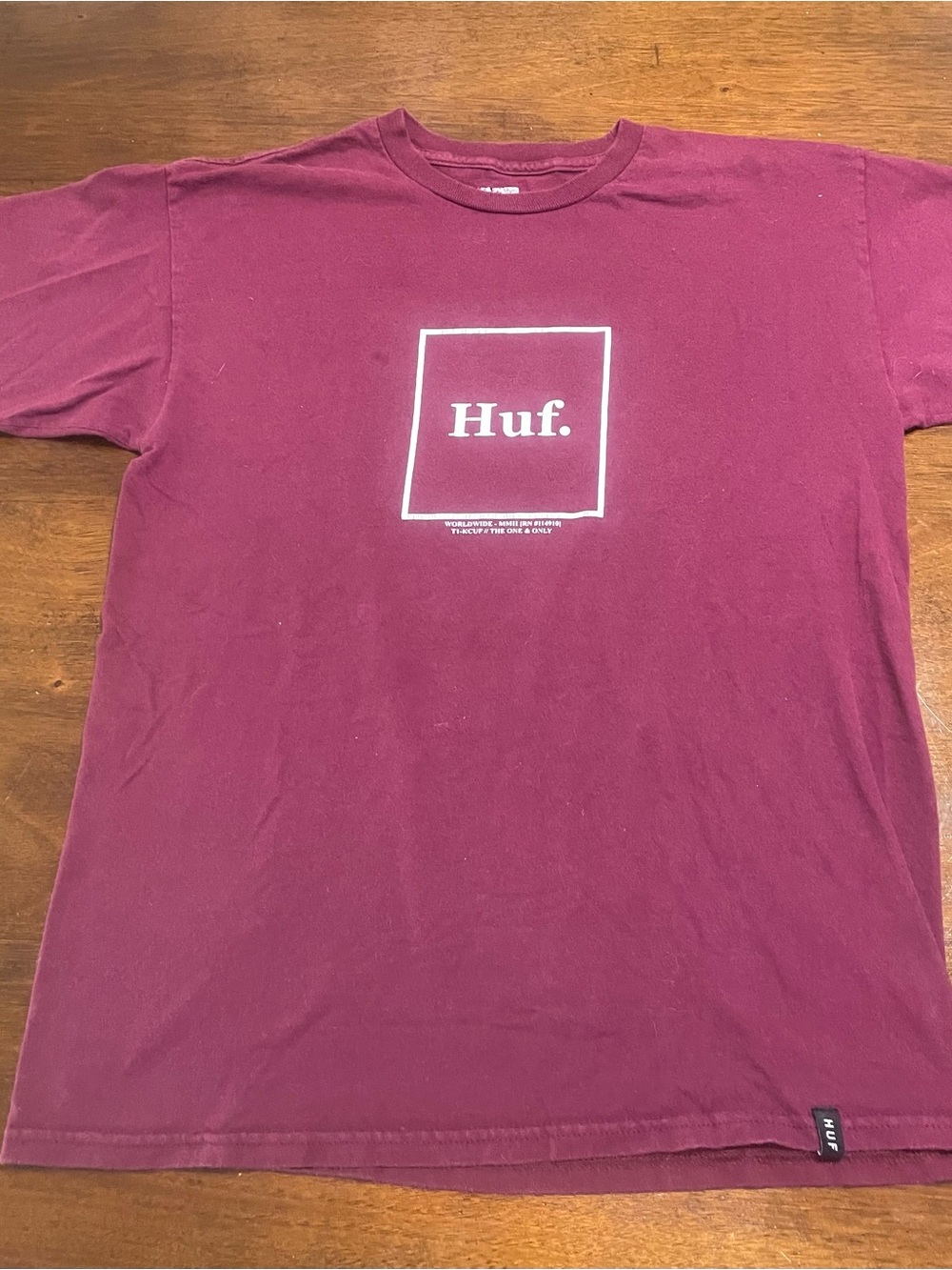 Huf Women’s Classic Box Logo Tee - Burgundy